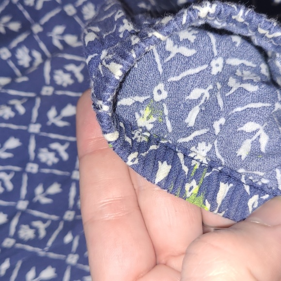 GAP 🐦 Vtg Y2K 🌾 Lightweight Long-sleeve Cornflower Blue Floral Blouse 🪺 Sz S - Picture 9 of 16